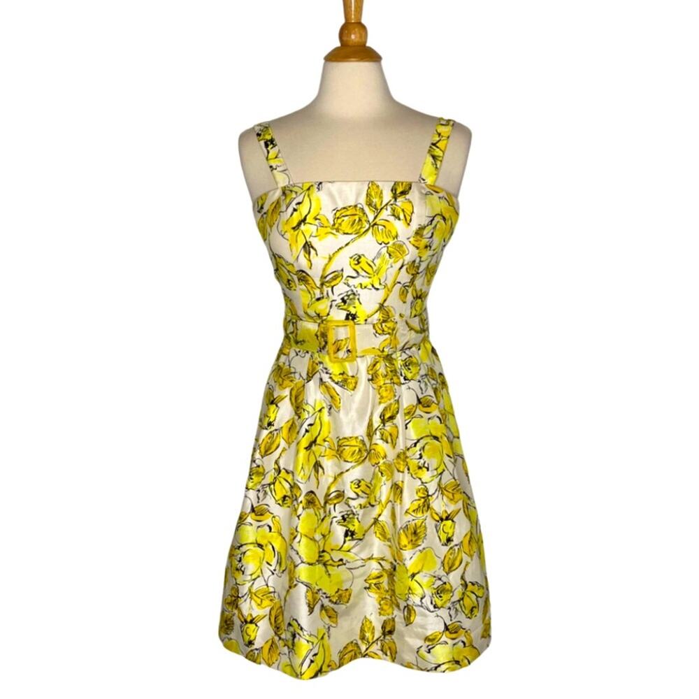 Yellow Floral Cottagecore Tule A line MIDI Dress P9